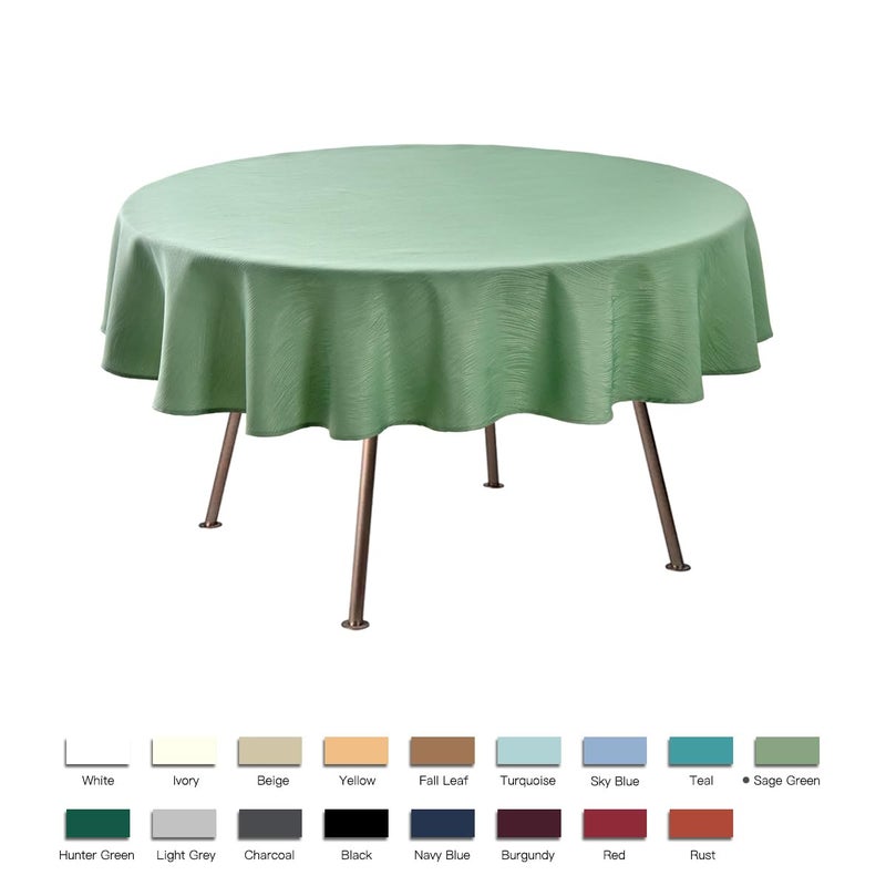 maxmill Round Jacquard Tablecloths Swirl Design Spillproof Wrinkle Free Heavy Weight Soft Table Cloth for Circular Table Cover of Buffet Banquet Parties Holiday Dinner Round 90 Inch Sage Green - Image 3
